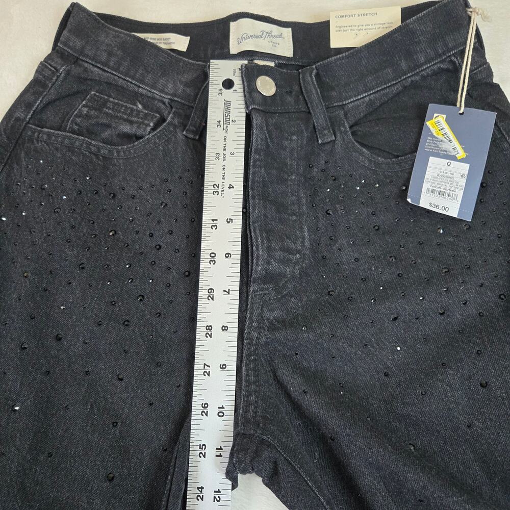 Universal Thread Mid Rise 90s Baggy bedazzled Jeans womens 0R 0640 - Picture 9 of 14